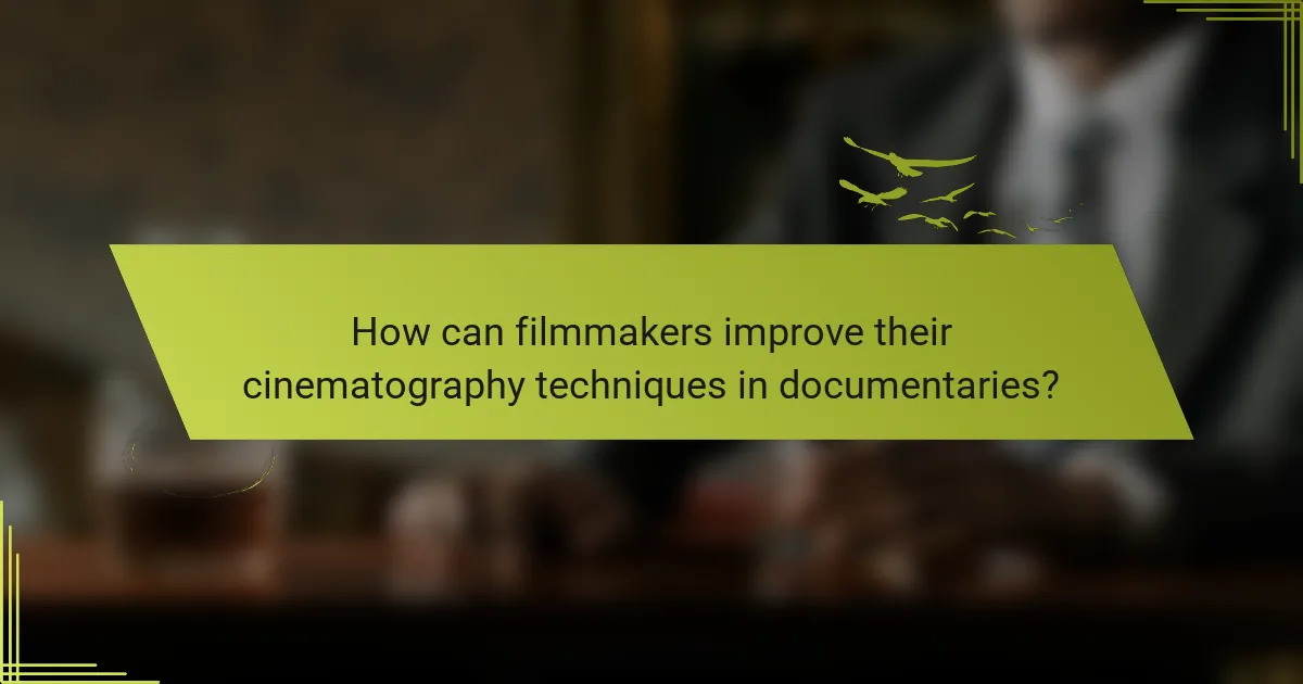 How can filmmakers improve their cinematography techniques in documentaries?